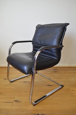 Vintage Cantilever Chair in Tubular Steel and Leather, 1980s-OV-2033736