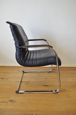 Vintage Cantilever Chair in Tubular Steel and Leather, 1980s-OV-2033736