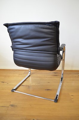 Vintage Cantilever Chair in Tubular Steel and Leather, 1980s-OV-2033736