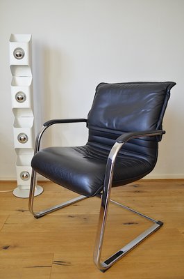 Vintage Cantilever Chair in Tubular Steel and Leather, 1980s-OV-2033736