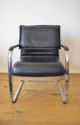 Vintage Cantilever Chair in Tubular Steel and Leather, 1980s-OV-2033736