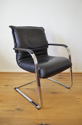 Vintage Cantilever Chair in Tubular Steel and Leather, 1980s-OV-2033736