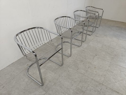 Vintage Cantilever Dining Chairs in Chrome, 1970s, Set of 4-IRH-1765272