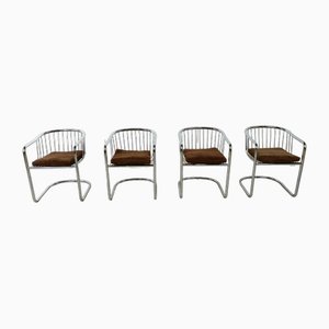 Vintage Cantilever Dining Chairs in Chrome, 1970s, Set of 4-IRH-1765272