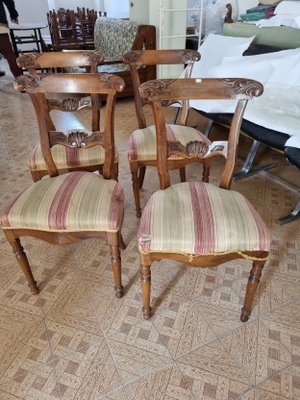 Vintage Carved Chairs, 1920s, Set of 4-ZFY-2027165