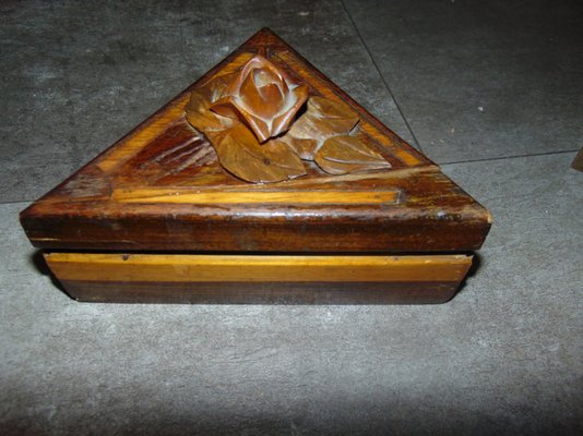 Vintage Carved Wooden Box, 1970s-CAQ-653725