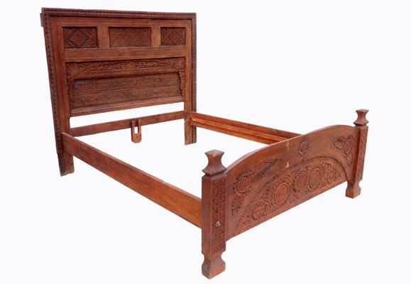 Vintage Cedar Double Bed, Swat-Tal, Pakistan-UZN-1389750