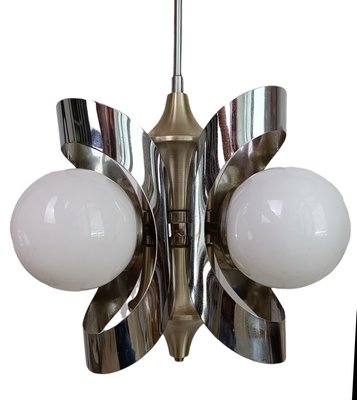 Vintage Ceiling Lamp in Brass & Crystal-ZVO-1317099