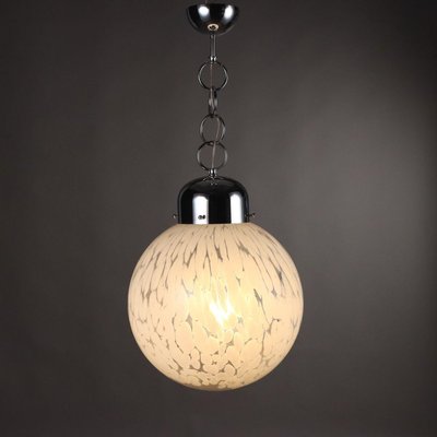 Vintage Ceiling Lamp in Metal Blown Glass, Italy, 1960s-VMM-2028489