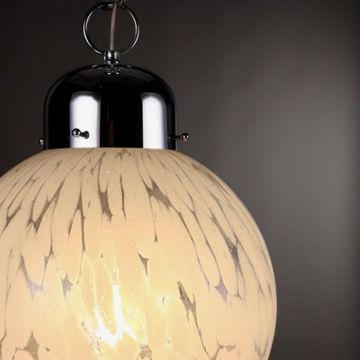 Vintage Ceiling Lamp in Metal Blown Glass, Italy, 1960s-VMM-2028489