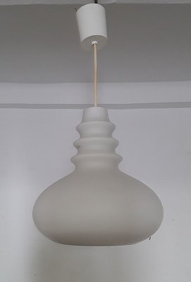 Vintage Ceiling Lamp in White Enamel Glass, 1970s-HOI-913650