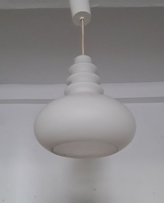 Vintage Ceiling Lamp in White Enamel Glass, 1970s-HOI-913650