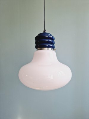 Vintage Ceiling Lamp in White Opaline of Bulbous Shape, 1970s-FAX-1730494