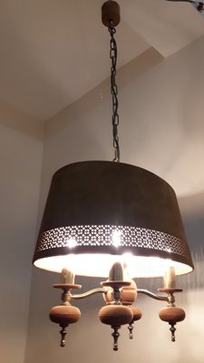 Vintage Ceiling Lamp with Brass Frame, 1970s-HOI-1758287