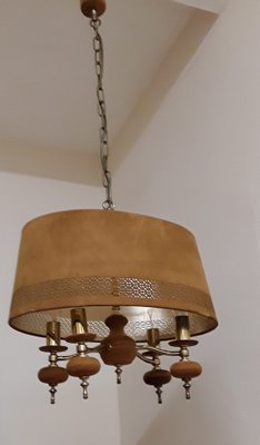 Vintage Ceiling Lamp with Brass Frame, 1970s-HOI-1758287