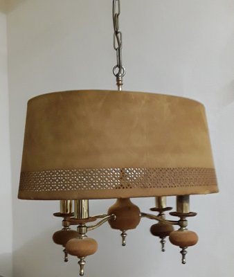 Vintage Ceiling Lamp with Brass Frame, 1970s-HOI-1758287