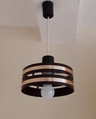 Vintage Ceiling Lamp with Brown-Painted Metal Screen, 1970s-HOI-1348331