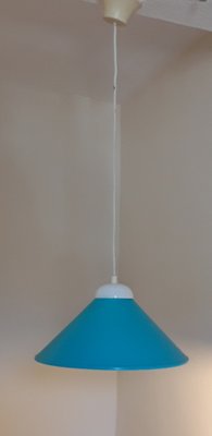 Vintage Ceiling Lamp with Turquoise Funnel-Shaped Metal Shade, 1970s-HOI-1377491