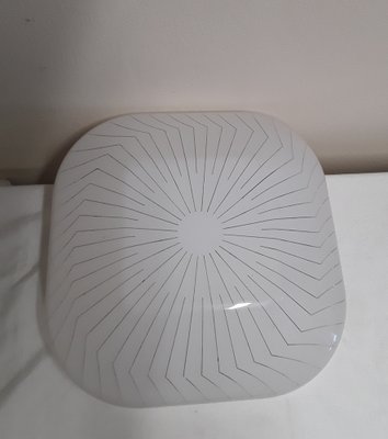 Vintage Ceiling Lamp with White Plastic Mounting and Plastic Screen, 1980s-HOI-1805307