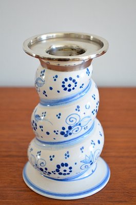 Vintage Ceramic and Silver Candleholder from Karlsruher Majolika, 1950s-OV-633689