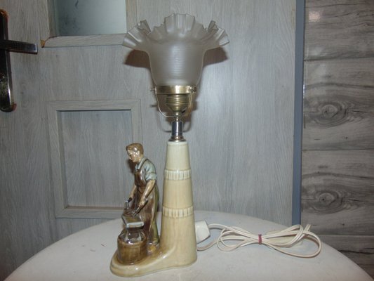 Vintage Ceramic Blacksmith Desk Lamp-CAQ-1058681