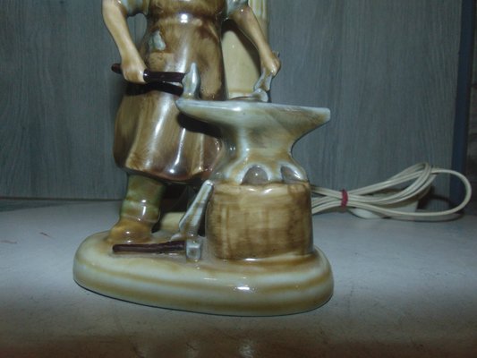 Vintage Ceramic Blacksmith Desk Lamp-CAQ-1058681