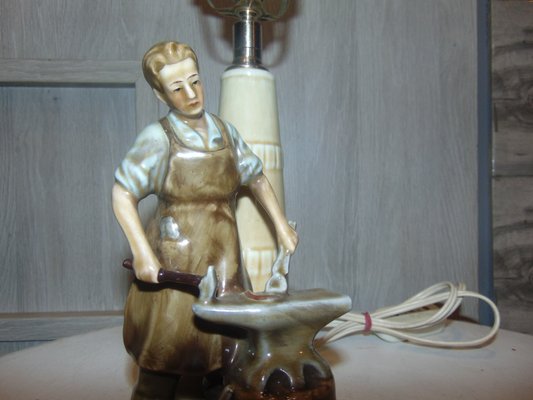 Vintage Ceramic Blacksmith Desk Lamp-CAQ-1058681