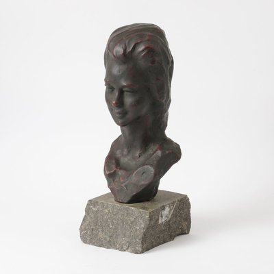 Vintage Ceramic Bust of a Girl by Ernest Patris, 1960s-IXK-958165