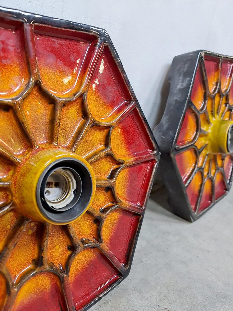 Vintage Ceramic Fat Lava Sconce Wall lamp from Keramiek Hustadt Leuchten