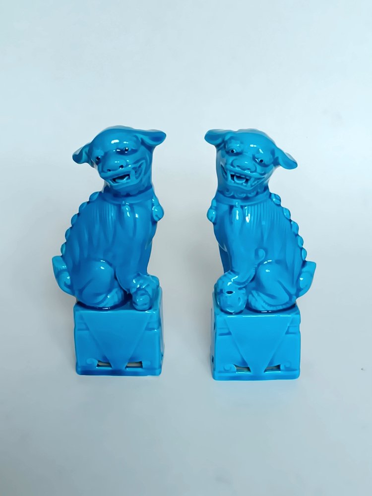 Vintage Ceramic Foo Dogs, 1970s, Set of 2