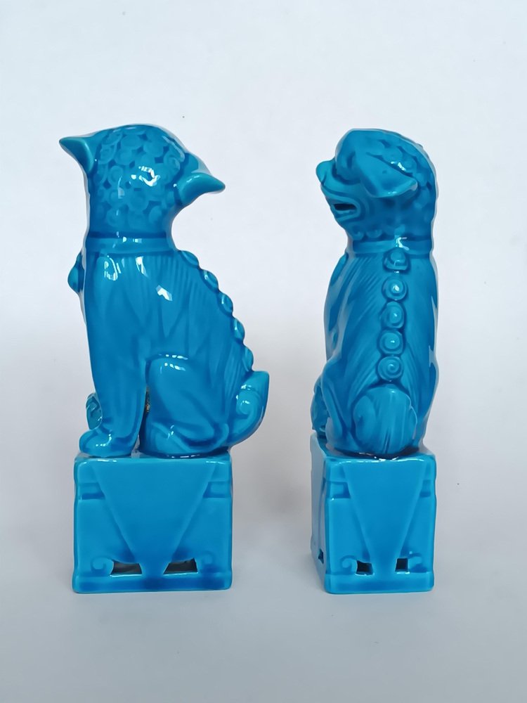 Vintage Ceramic Foo Dogs, 1970s, Set of 2