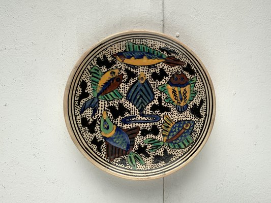 Vintage Ceramic Handpainted Fish Wall Plate, 1970s-UAH-1367238