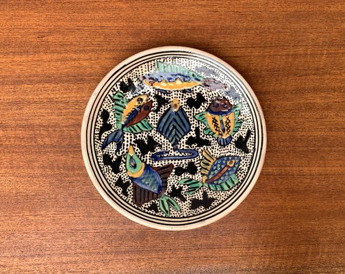 Vintage Ceramic Handpainted Fish Wall Plate, 1970s-UAH-1367238