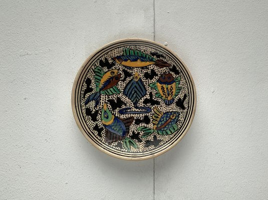 Vintage Ceramic Handpainted Fish Wall Plate, 1970s-UAH-1367238