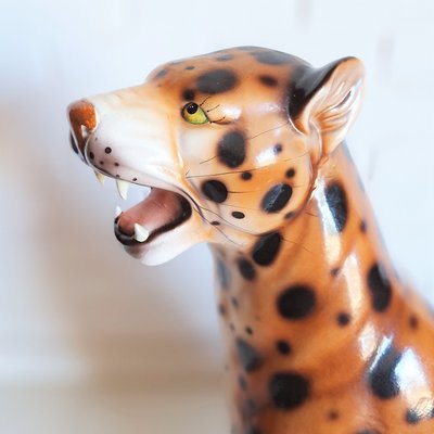 Vintage Ceramic Leopard Statue, 1970s-WK-2033229