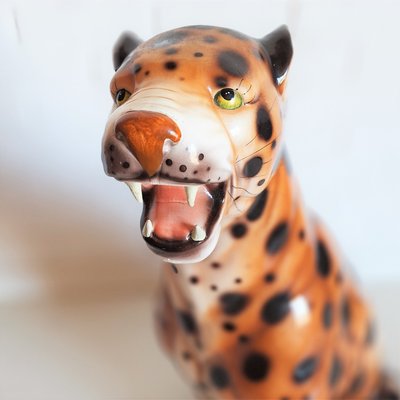 Vintage Ceramic Leopard Statue, 1970s-WK-2033229