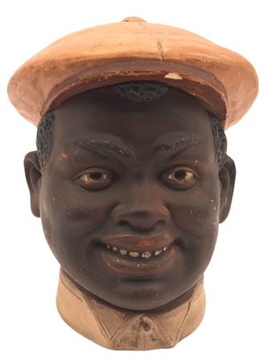 Vintage Ceramic Lidded Box Bust of a Man with Hat-TCS-1151038