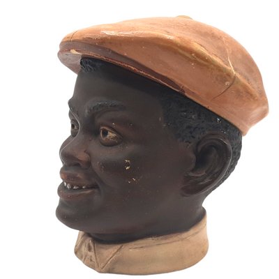 Vintage Ceramic Lidded Box Bust of a Man with Hat-TCS-1151038