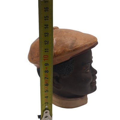 Vintage Ceramic Lidded Box Bust of a Man with Hat-TCS-1151038