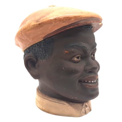 Vintage Ceramic Lidded Box Bust of a Man with Hat-TCS-1151038