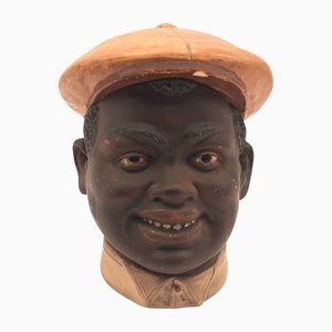 Vintage Ceramic Lidded Box Bust of a Man with Hat-TCS-1151038