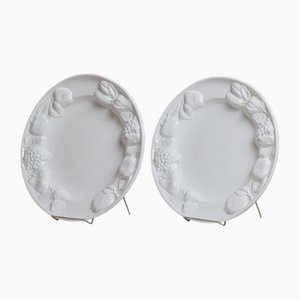 Vintage Ceramic Plates in White Glaze with Fruit Relief, Italy, 1980s-HVJ-2026489