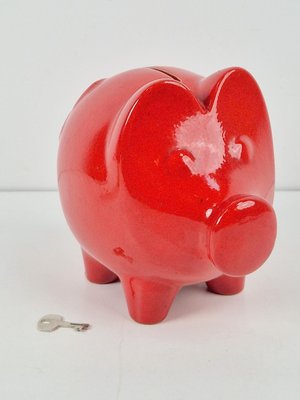 Vintage Ceramic Red Piggy Bank from Scheurich Keramik, 1970s-AXJ-2036074