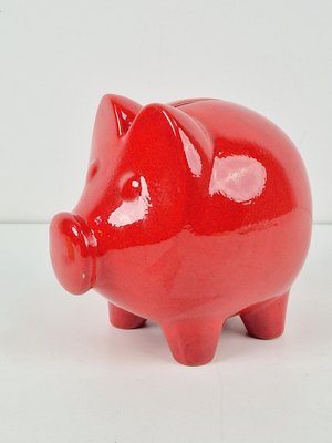 Vintage Ceramic Red Piggy Bank from Scheurich Keramik, 1970s-AXJ-2036074