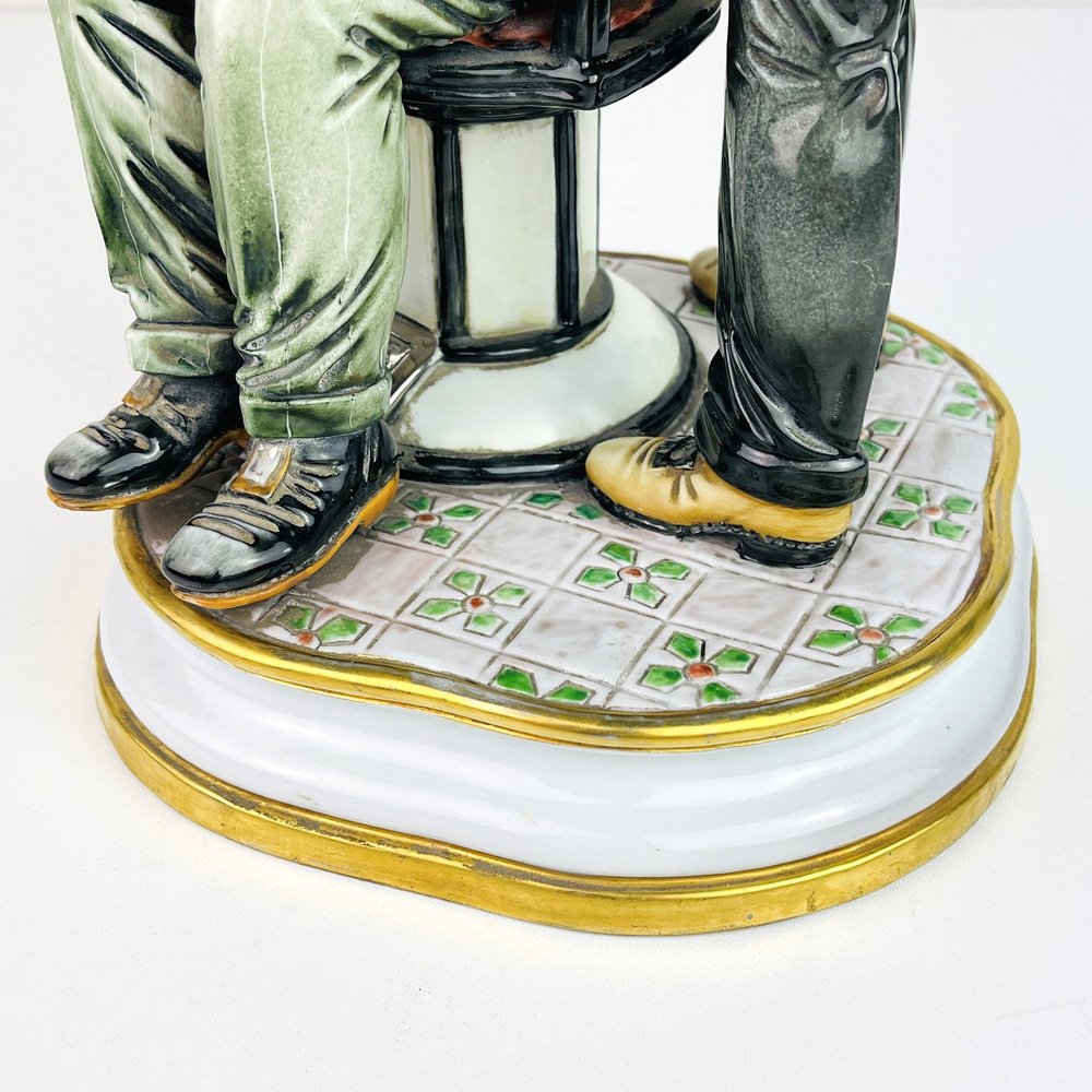 Vintage Ceramic Sculpture of Barber from Capodimonte, Italy, 1950s