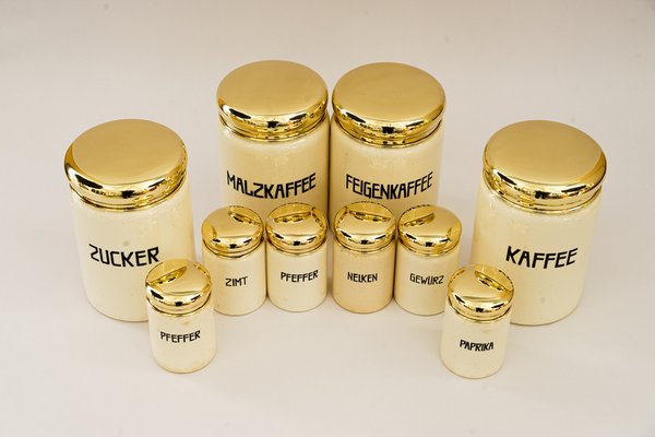 Vintage Ceramic Spice Jars, 1930s, Set of 10-SPD-1811612