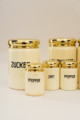 Vintage Ceramic Spice Jars, 1930s, Set of 10-SPD-1811612