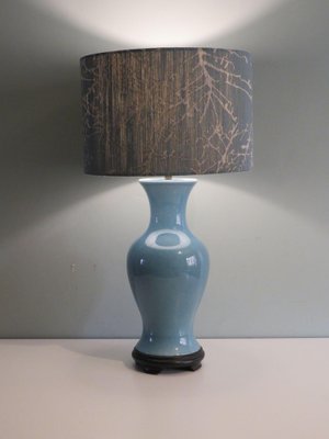 Vintage Ceramic Table Lamp with Custom-Made Lampshade, 1960s-UKG-1728677