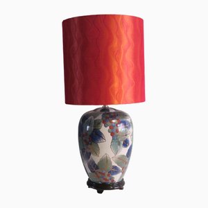 Vintage Ceramic Table Lamp with Tangerine Lampshade, 1960s-UKG-1807756