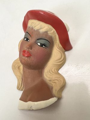 Vintage Ceramic Wall Masks of Young Women, 1960s, Set of 2-WZZ-1719829